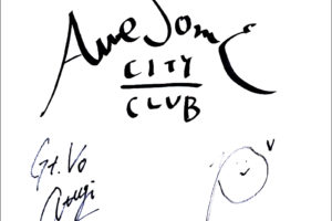 「小さなAwesome City Club (atagiとPORIN)」の直筆サイン入り色紙 @タワーレコード難波店2019年1月6日